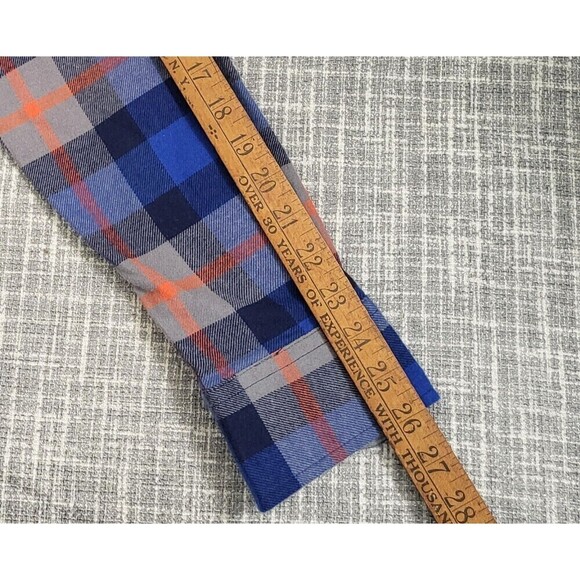NWT Eddie Bauer Flannel Shirt Blue Orange Plaid Button Down Men's M - Picture 8 of 12